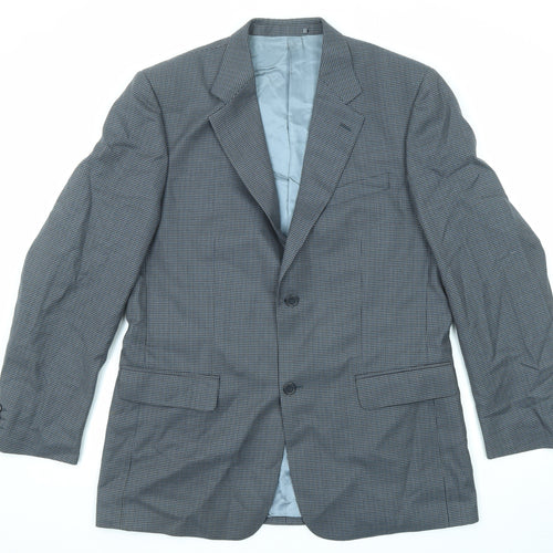 Wellington Mens Grey Geometric Polyester Jacket Suit Jacket Size 42 Regular