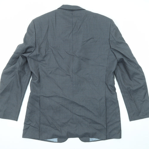 Wellington Mens Grey Geometric Polyester Jacket Suit Jacket Size 42 Regular