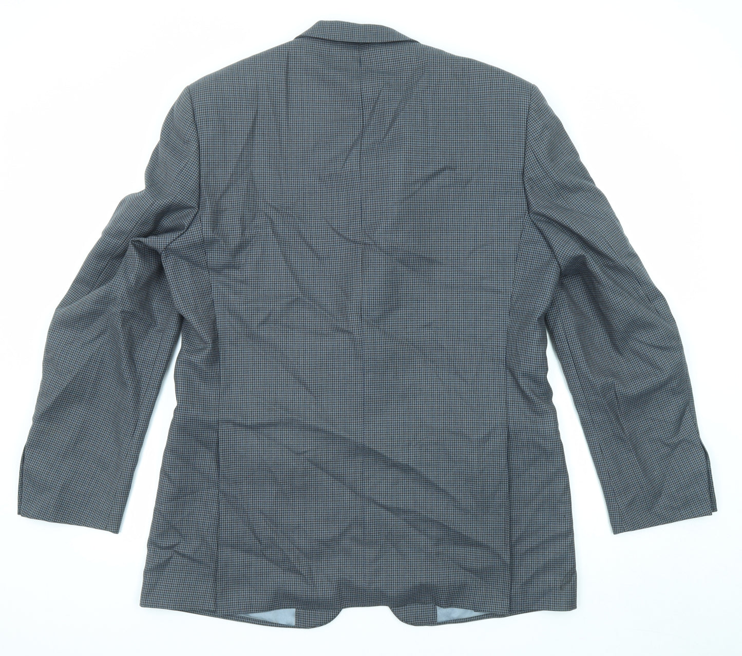 Wellington Mens Grey Geometric Polyester Jacket Suit Jacket Size 42 Regular