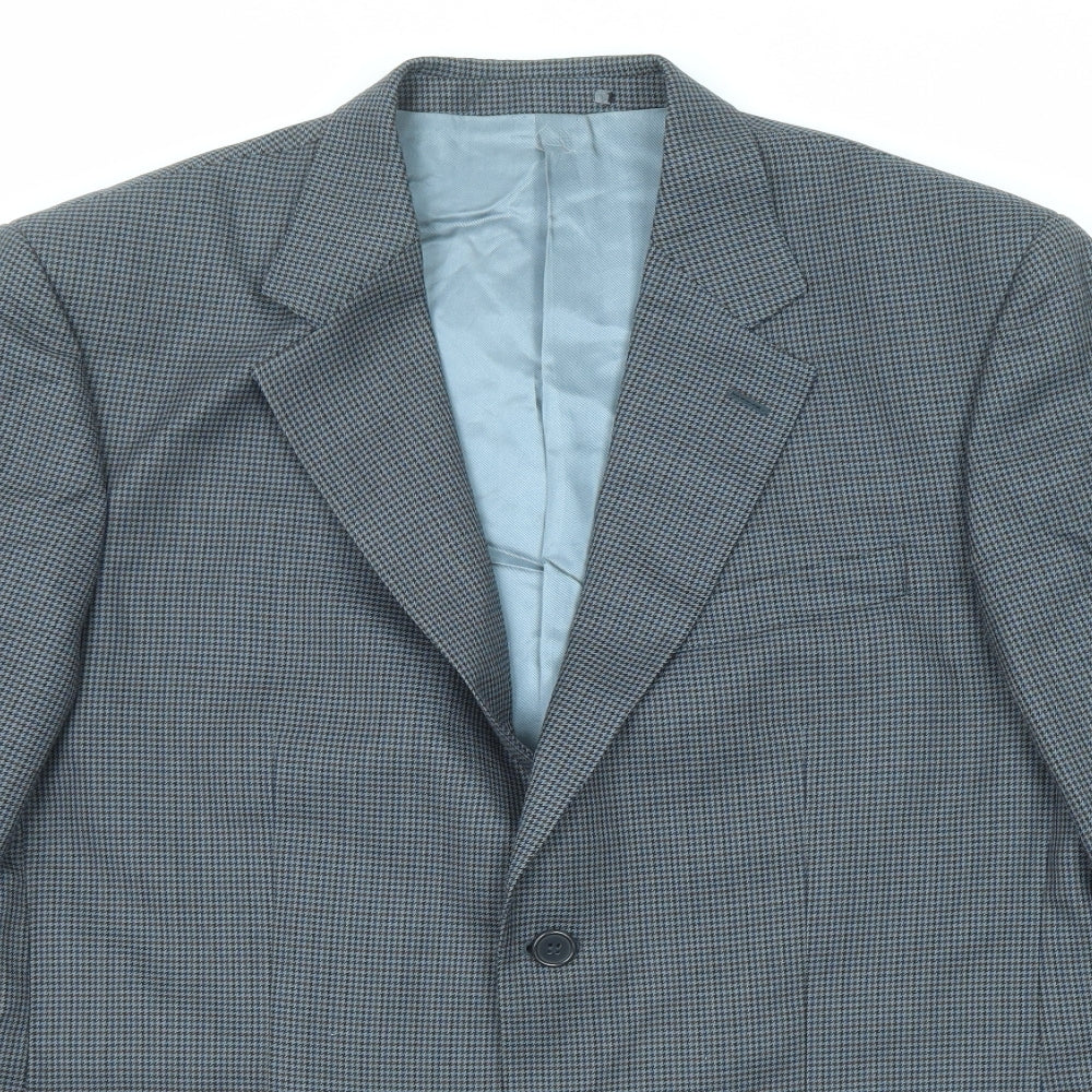 Wellington Mens Grey Geometric Polyester Jacket Suit Jacket Size 42 Regular