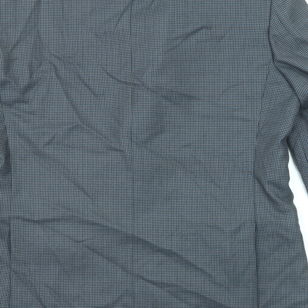 Wellington Mens Grey Geometric Polyester Jacket Suit Jacket Size 42 Regular