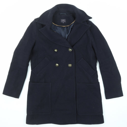Marks and Spencer Womens Blue Overcoat Coat Size 12 Button