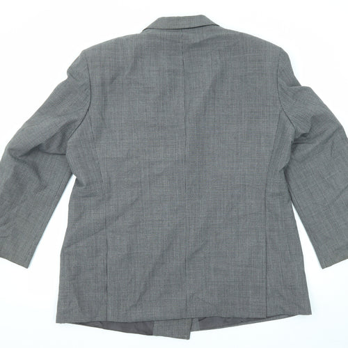 Marks and Spencer Mens Grey Geometric Polyester Jacket Suit Jacket Size 46 Regular