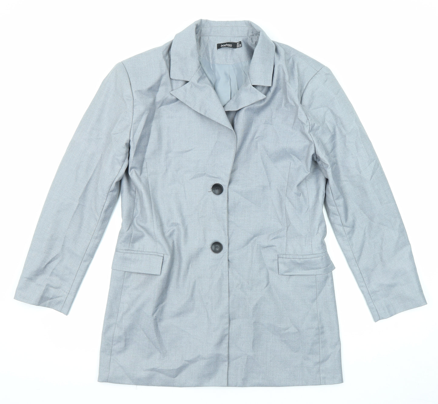Boohoo Womens Grey Jacket Blazer Size 10 Button