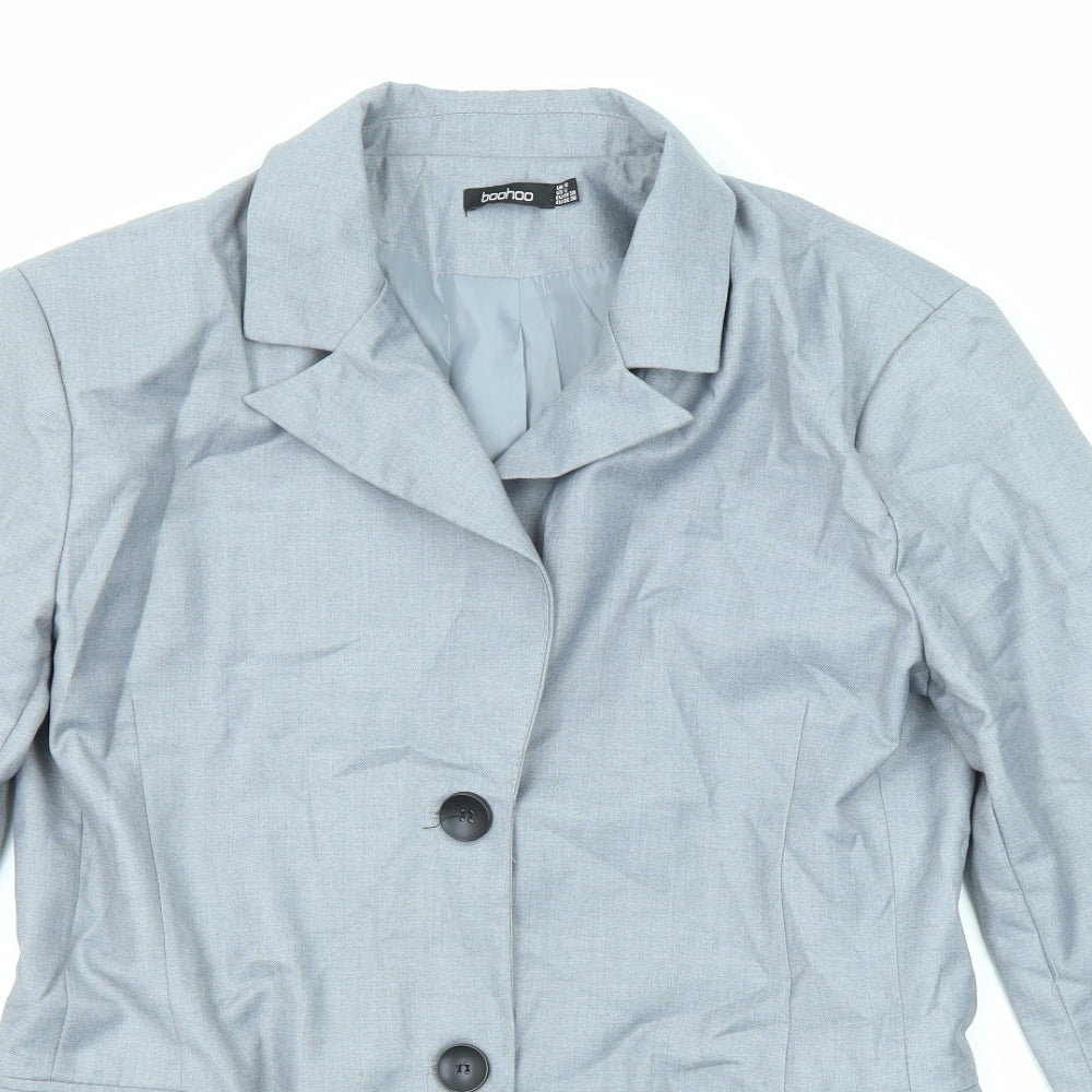 Boohoo Womens Grey Jacket Blazer Size 10 Button