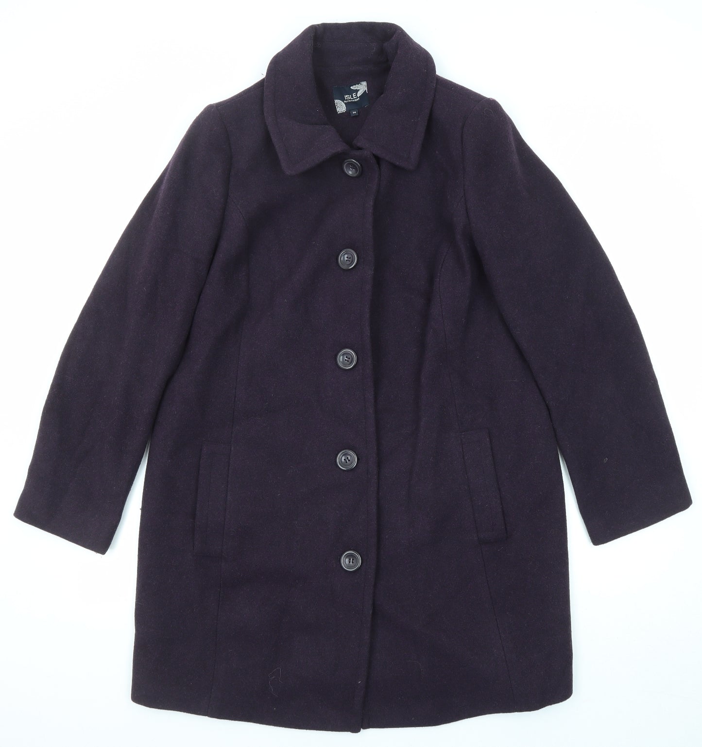 EWM Womens Purple Overcoat Coat Size 14 Button