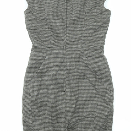 H&M Womens Grey Plaid Polyester Shift Size 10 Sweetheart Zip