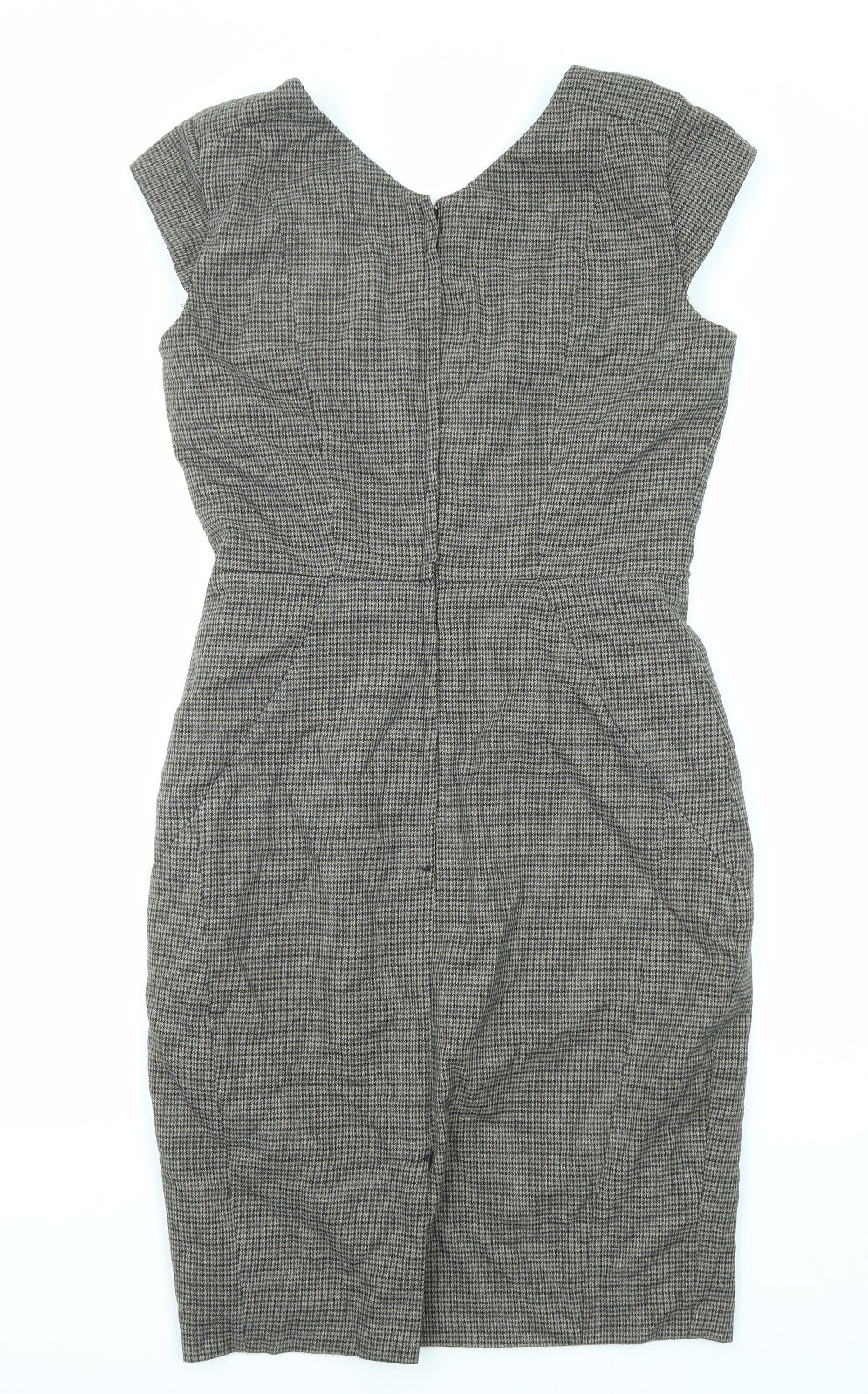 H&M Womens Grey Plaid Polyester Shift Size 10 Sweetheart Zip