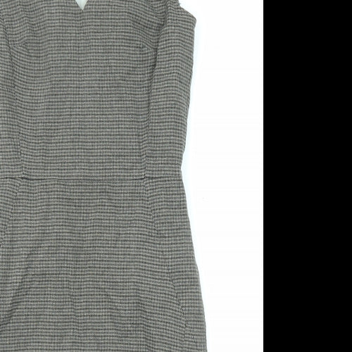 H&M Womens Grey Plaid Polyester Shift Size 10 Sweetheart Zip
