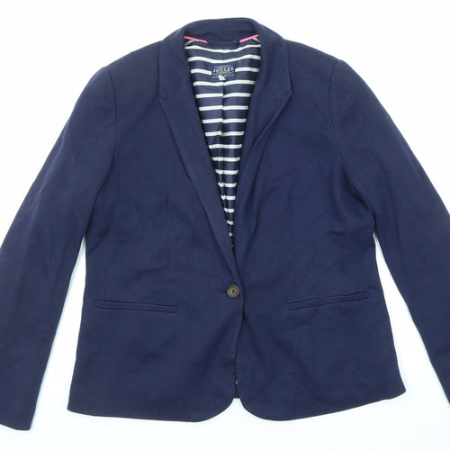Joules Womens Blue Polyester Jacket Blazer Size 14