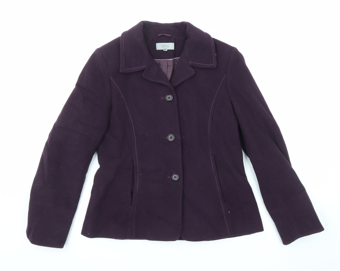Marks and Spencer Womens Purple Jacket Blazer Size 10 Button
