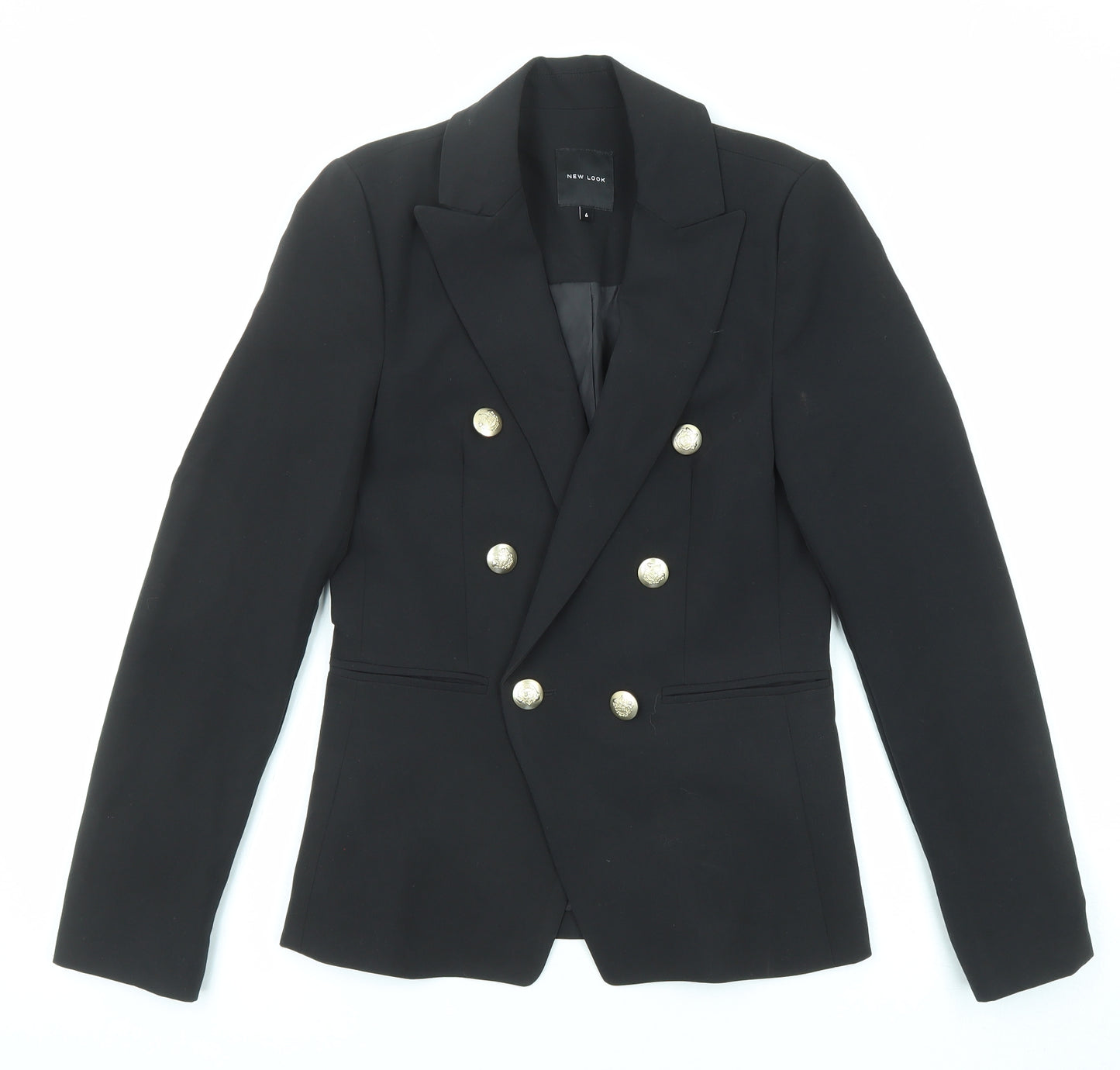 New Look Womens Black Jacket Blazer Size 6 Button