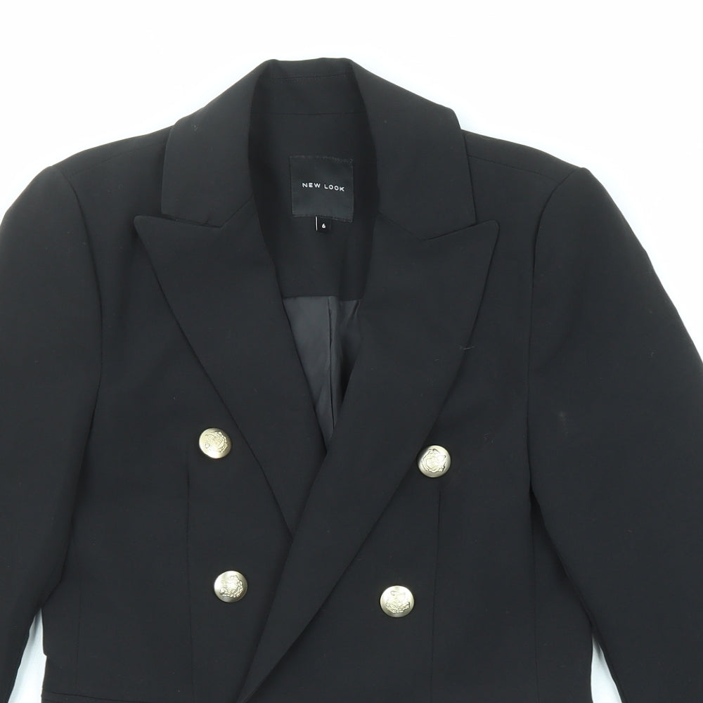 New Look Womens Black Jacket Blazer Size 6 Button
