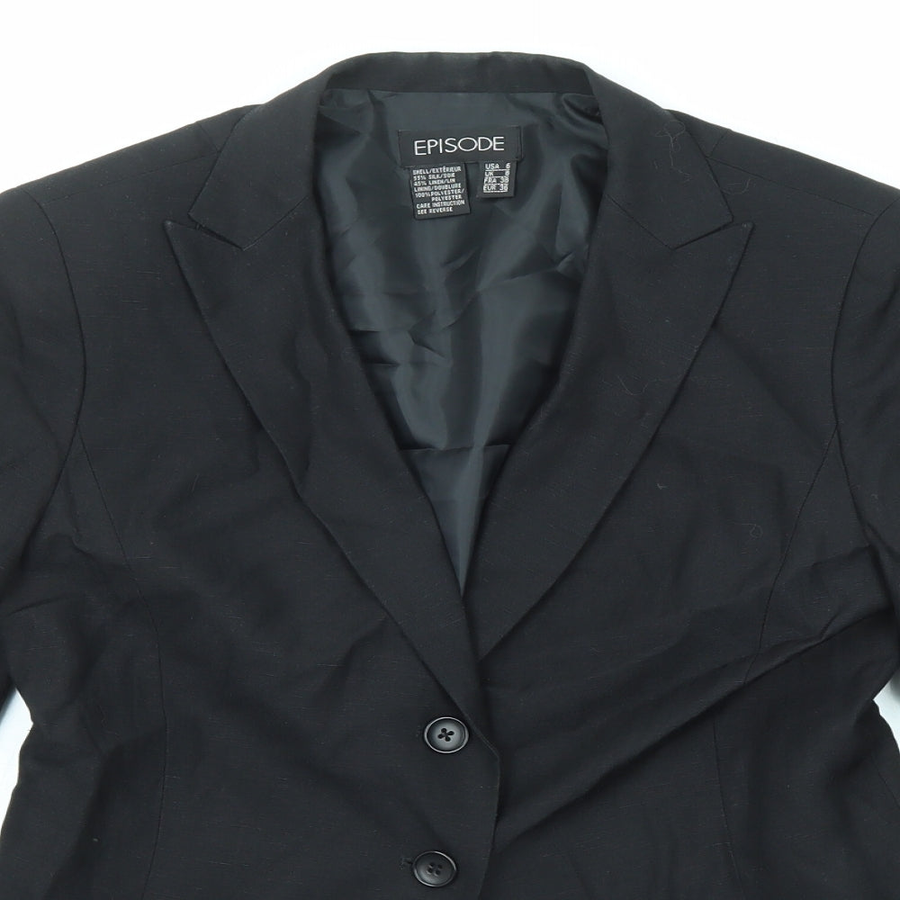 Episode Womens Black Polyester Jacket Blazer Size 8