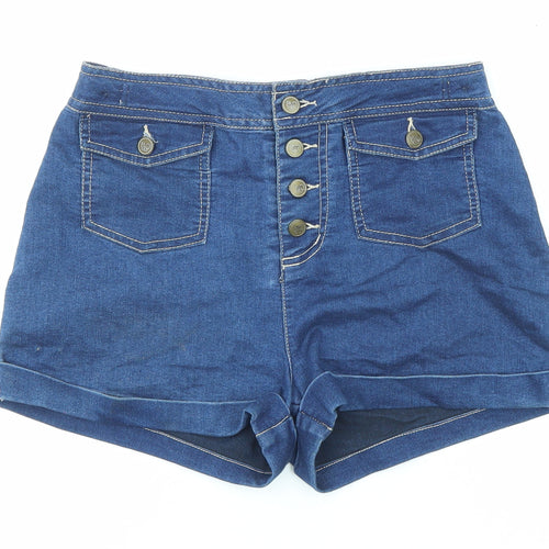 TU Girls Blue Cotton Boyfriend Shorts Size 12 Years Regular Zip