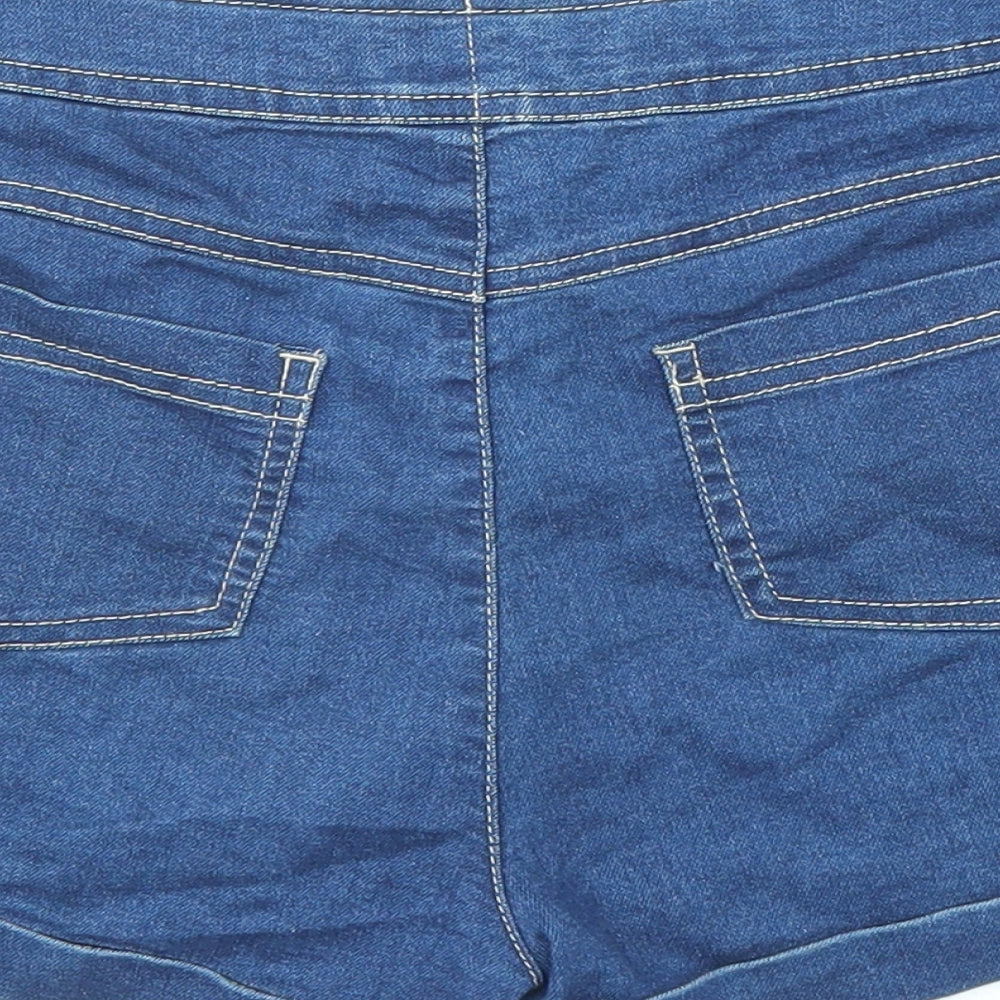 TU Girls Blue Cotton Boyfriend Shorts Size 12 Years Regular Zip