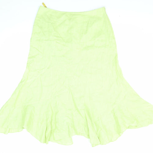 Erfo Womens Green Linen Swing Skirt Size 14 Zip