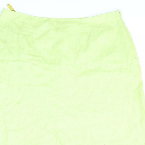 Erfo Womens Green Linen Swing Skirt Size 14 Zip
