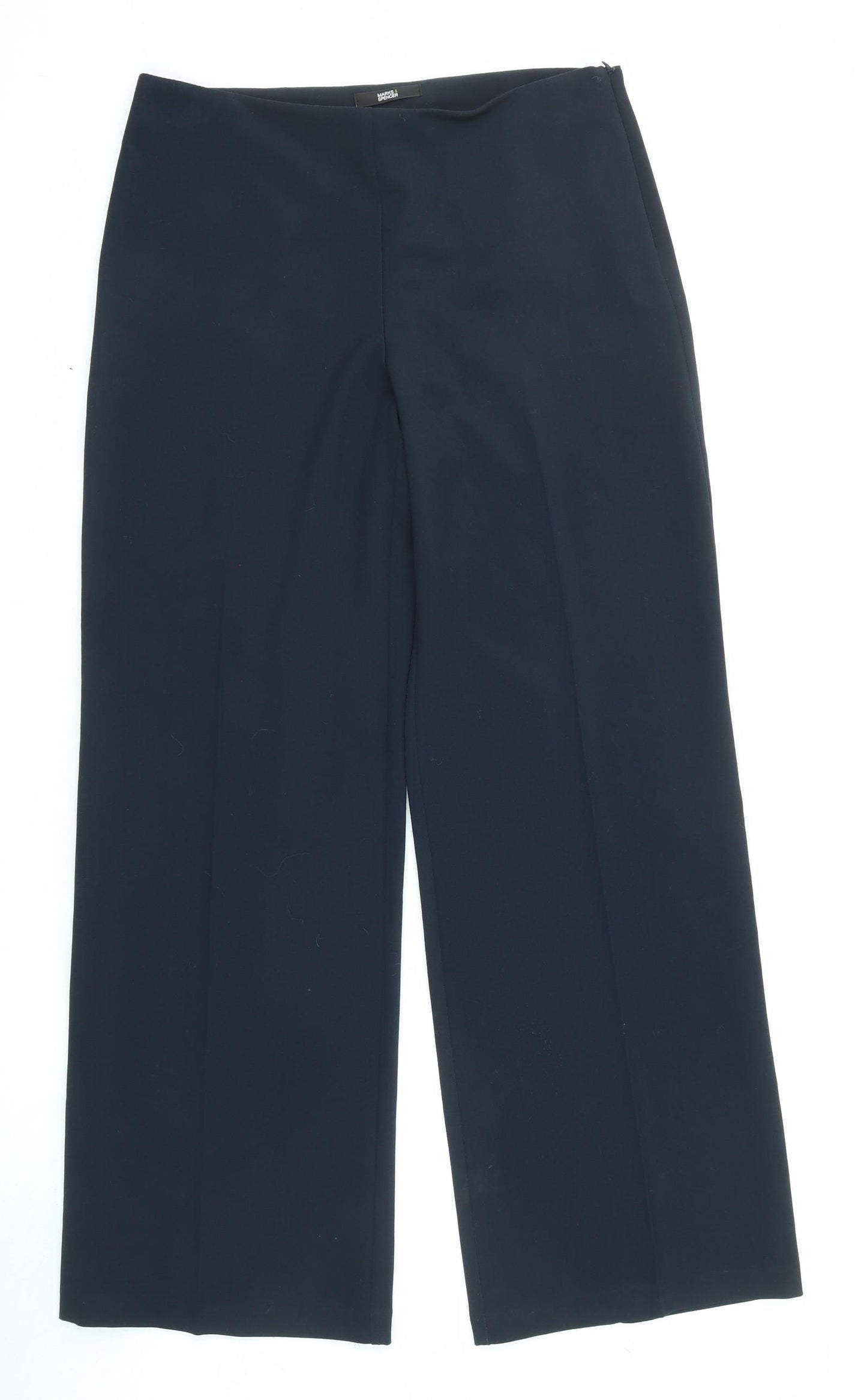 Marks and Spencer Womens Blue Polyester Trousers Size 10 L30 in Regular Zip