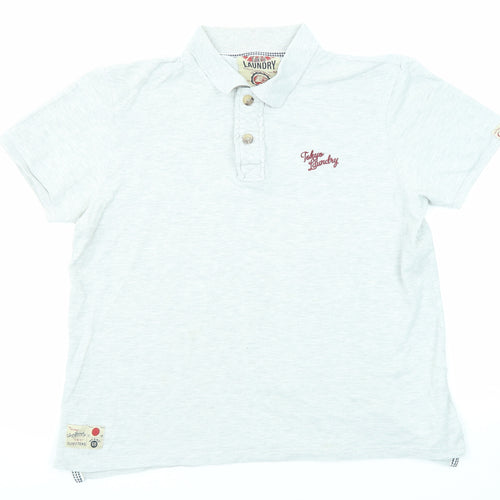 Tokyo Laundry Mens Grey Cotton Polo Size XL Collared Button