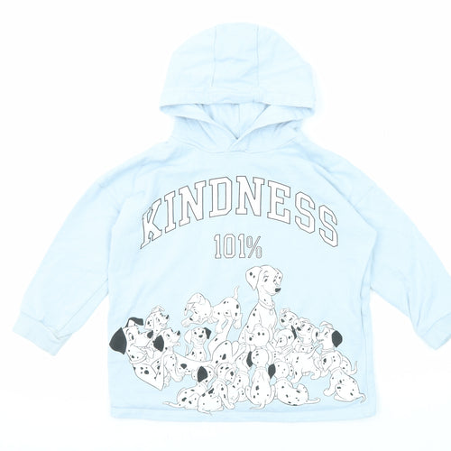Disney Girls Blue Cotton Pullover Hoodie Size 5-6 Years Pullover - 101 Dalmatians