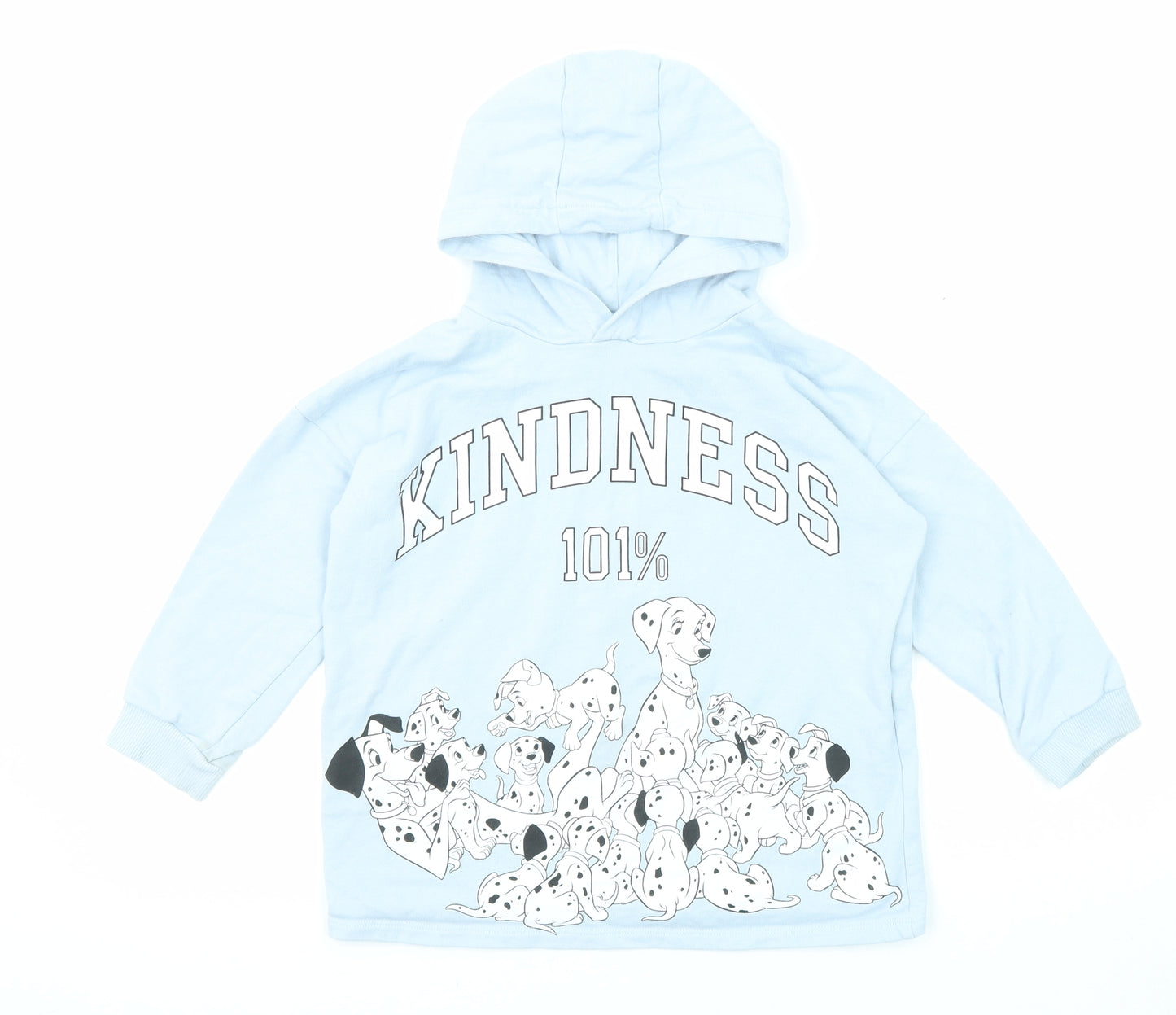 Disney Girls Blue Cotton Pullover Hoodie Size 5-6 Years Pullover - 101 Dalmatians
