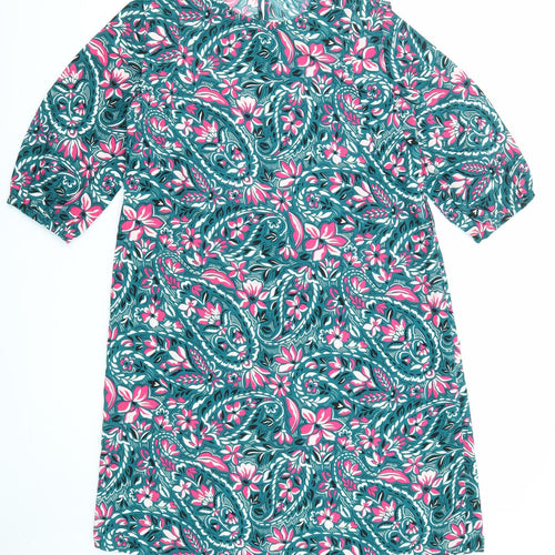Damart Womens Multicoloured Floral Polyester A-Line Size 10 Round Neck Zip