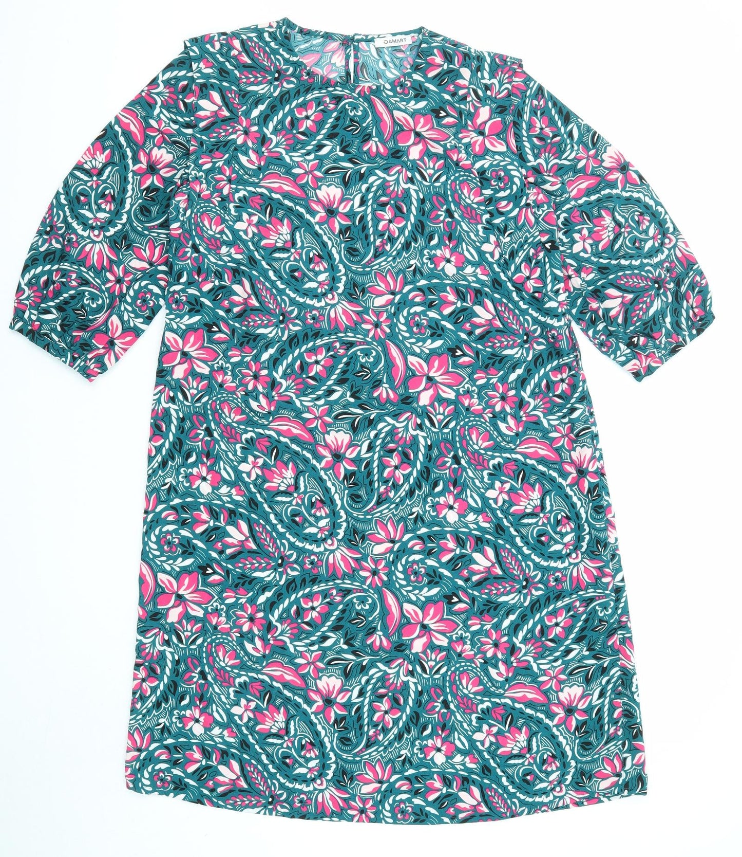 Damart Womens Multicoloured Floral Polyester A-Line Size 10 Round Neck Zip