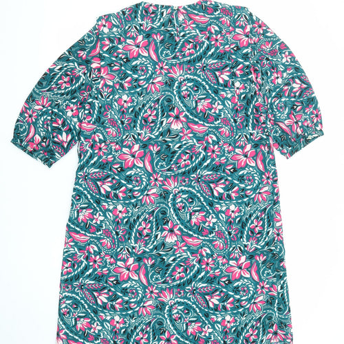 Damart Womens Multicoloured Floral Polyester A-Line Size 10 Round Neck Zip
