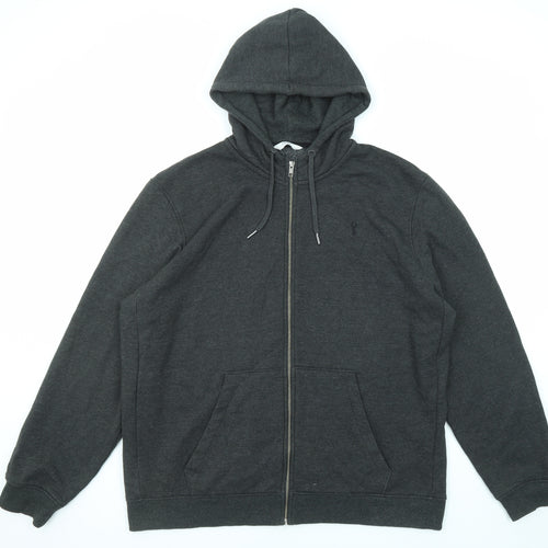 NEXT Mens Black Cotton Full Zip Hoodie Size 2XL