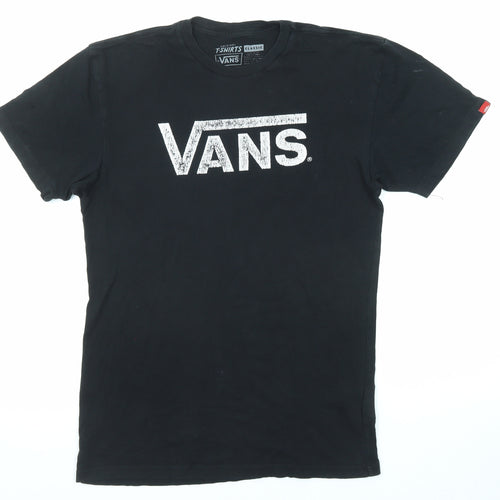 VANS Mens Black Cotton T-Shirt Size M Round Neck