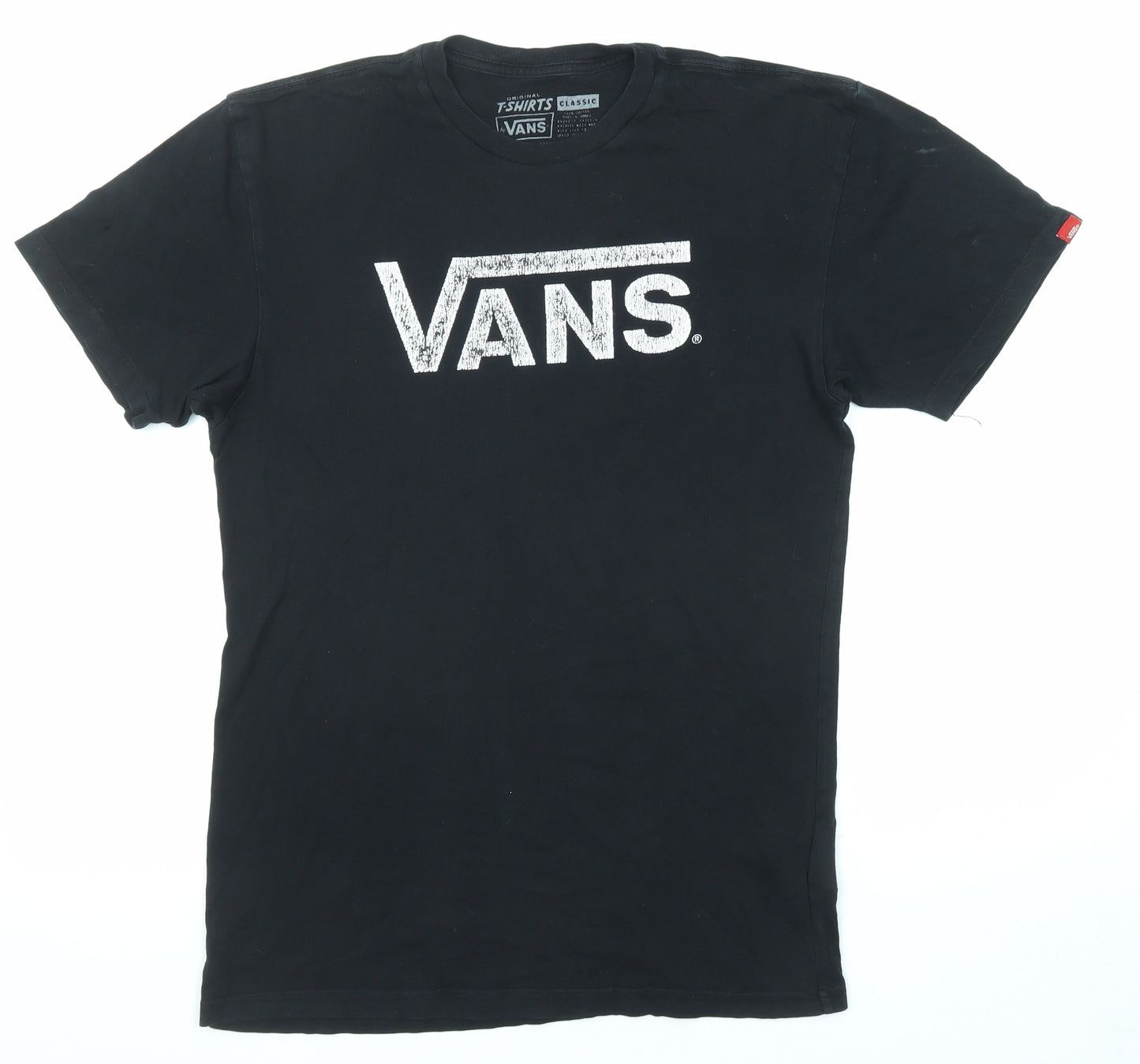 VANS Mens Black Cotton T-Shirt Size M Round Neck