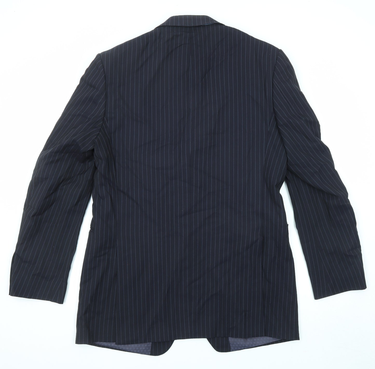 Marks and Spencer Mens Blue Striped Wool Jacket Suit Jacket Size 42 Regular - Longline