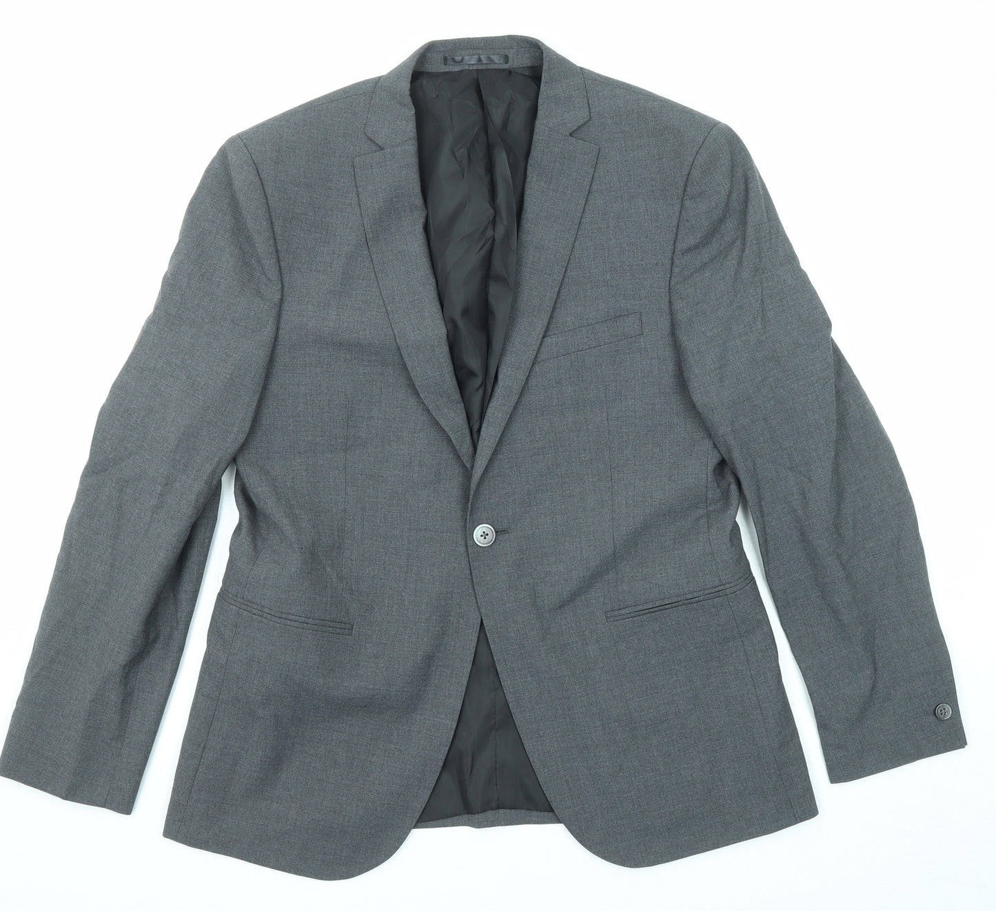 T.M.Lewin Mens Grey Wool Jacket Suit Jacket Size 40 Regular