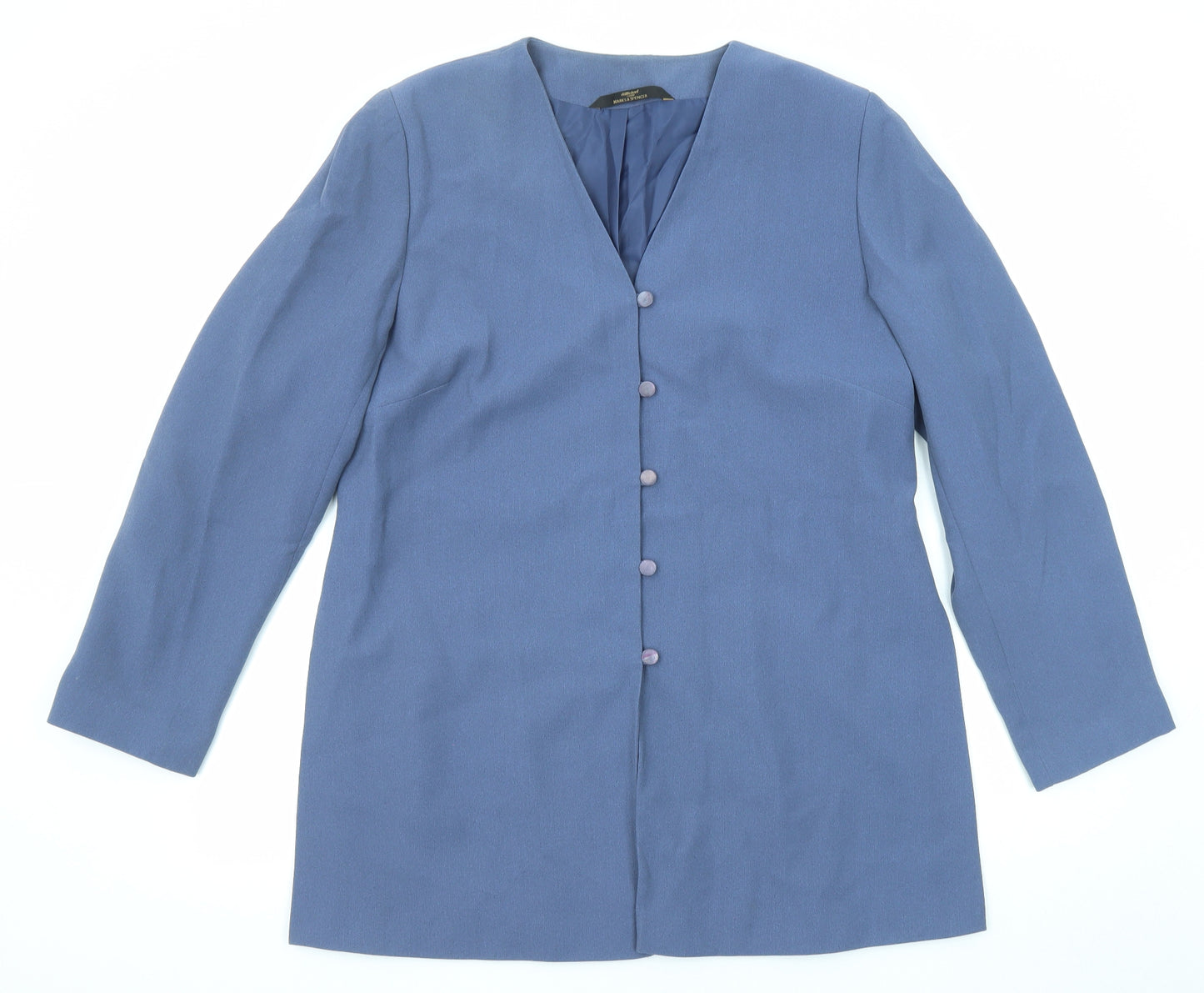 Marks and Spencer Womens Blue Jacket Size 16 Button