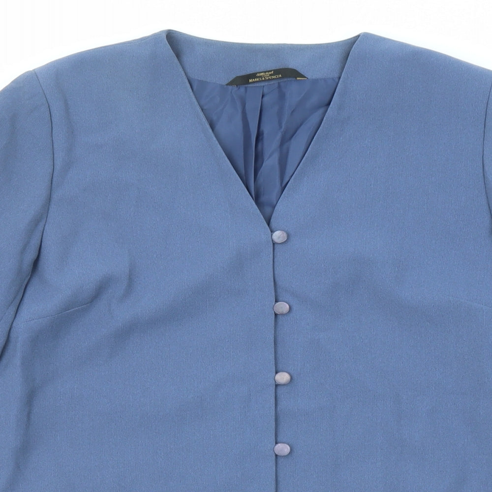 Marks and Spencer Womens Blue Jacket Size 16 Button