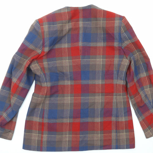 Alexon Womens Multicoloured Plaid Polyester Jacket Blazer Size 14 Button