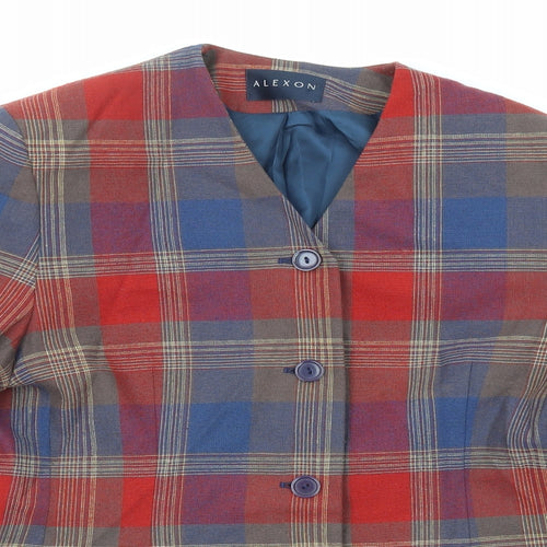 Alexon Womens Multicoloured Plaid Polyester Jacket Blazer Size 14 Button
