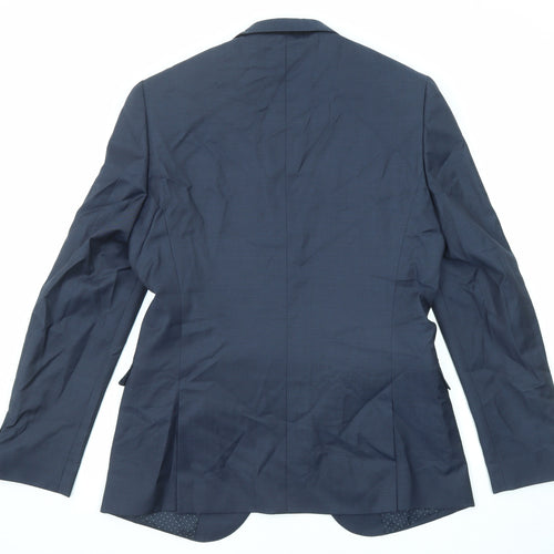 T.M.Lewin Mens Blue Wool Jacket Suit Jacket Size 40 Regular