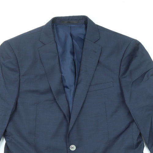 T.M.Lewin Mens Blue Wool Jacket Suit Jacket Size 40 Regular