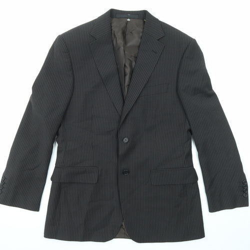Marks and Spencer Mens Brown Striped Polyester Jacket Suit Jacket Size 38 Regular