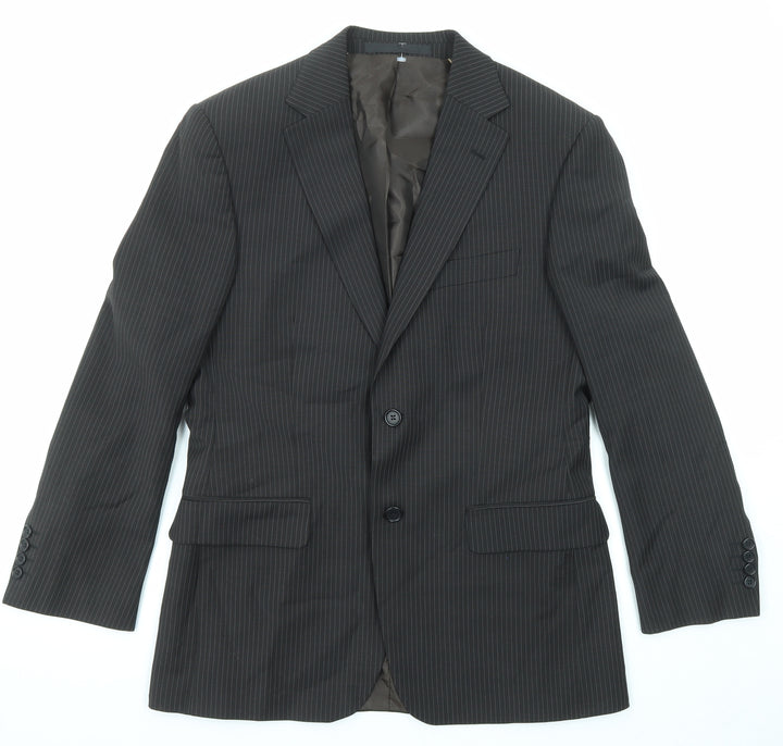 Marks and Spencer Mens Brown Striped Polyester Jacket Suit Jacket Size 38 Regular