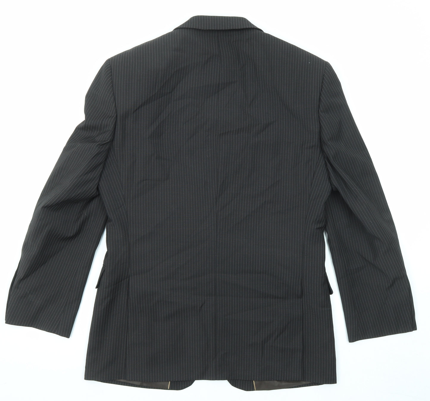 Marks and Spencer Mens Brown Striped Polyester Jacket Suit Jacket Size 38 Regular