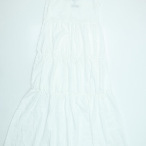 Nasty Gal Womens White Polyester Slip Dress Size 10 Square Neck Zip