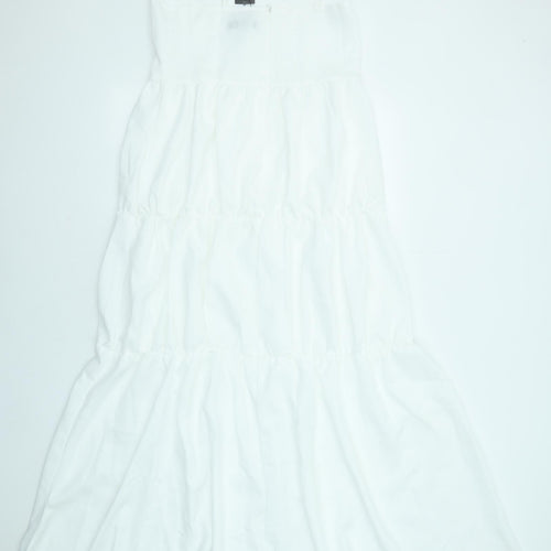 Nasty Gal Womens White Polyester Slip Dress Size 10 Square Neck Zip