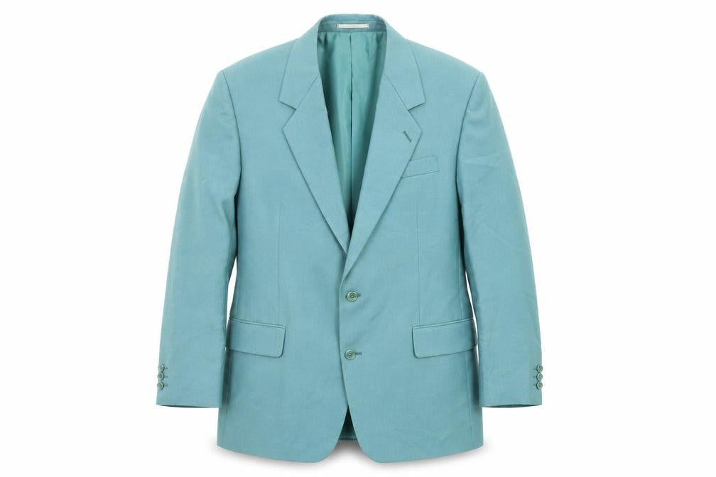 Front view of Essentials men’s blue wool jacket suit jacket, size 44, regular