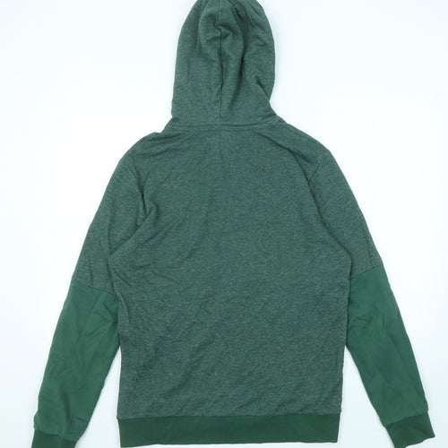 JACK & JONES Mens Green Cotton Pullover Hoodie Size M