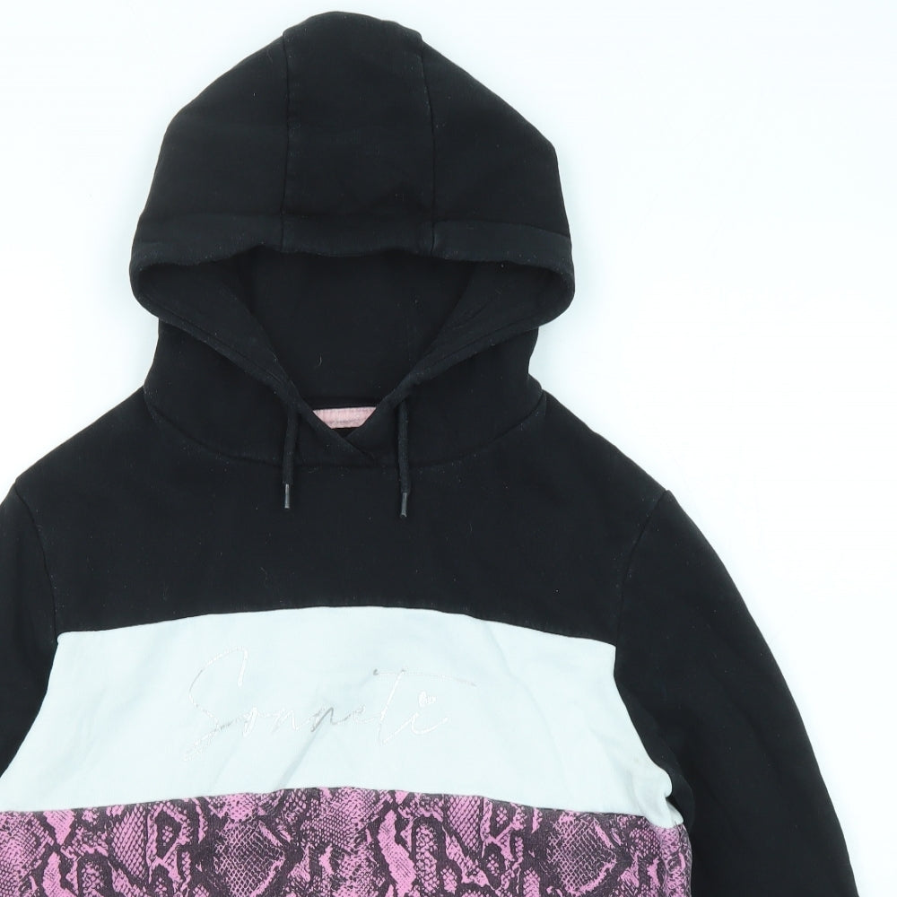 Sonneti Girls Black Animal Print Cotton Pullover Hoodie Size 13-14 Years Pullover