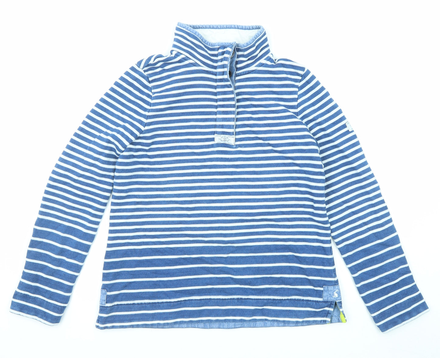 Joules Womens Blue Striped Cotton Pullover Sweatshirt Size 14 Button