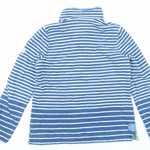 Joules Womens Blue Striped Cotton Pullover Sweatshirt Size 14 Button